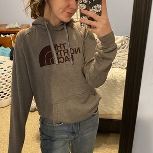 Grey North Face Hooded Sweatshirt